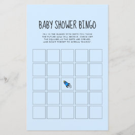 Niedlich-Blue-Rakete Baby-Baby-Dusche Bingo-Spiel