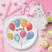 Niedlich Blue Red Colorful Balloons Kind zum Gebur Pappteller (Party)