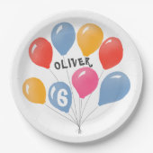 Niedlich Blue Red Colorful Balloons Kind zum Gebur Pappteller (Vorderseite)