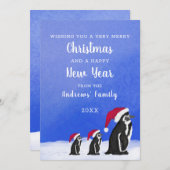 Niedlich Blue Red Penguin Santa Family Weihnachten (Vorne/Hinten)