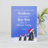 Niedlich Blue Red Penguin Santa Family Weihnachten (Stehend Vorderseite)