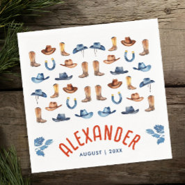 Niedlich Blue Red Rodeo Horse Cowboy Wasserfarbe N Serviette