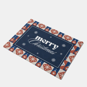 Niedlich Blue Red Snowflakes Frohe Weihnachten Sai Fußmatte