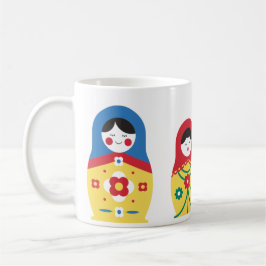 Niedlich Blue Red Yellow Green Russian Doll Kaffeetasse