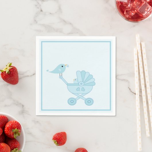 Niedlich Blue Retro Bird Baby Carriage Boy Baby Du Serviette (Beispiel)