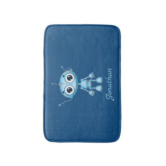Niedlich Blue Robot Baby Boy Kinderzimmer Kinderzi Badematte (Vorderseite Vertikal)