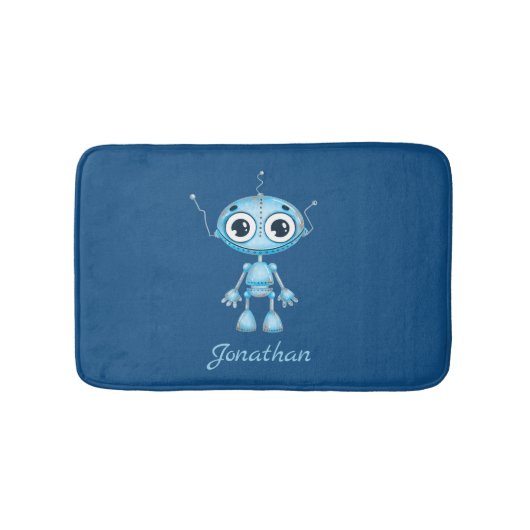 Niedlich Blue Robot Baby Boy Kinderzimmer Kinderzi Badematte (Vorderseite)