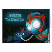 Niedlich Blue Robot Birthday (Vorderseite (Horizontal))