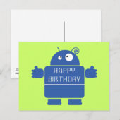 Niedlich Blue Robot Postcard Postkarte (Vorne/Hinten)