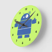 Niedlich Blue Robot Runde Wanduhr (Winkel)