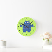 Niedlich Blue Robot Runde Wanduhr (Zuhause)