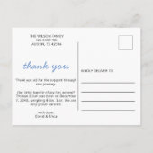 Niedlich Blue Script Foto Baby Ankündigung (Rückseite)