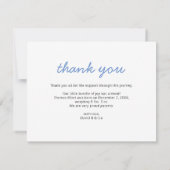 Niedlich Blue Script Foto Baby Ankündigung (Rückseite)