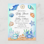 Niedlich Blue Seaside Beachy Baby Dusche Einladung Postkarte (Vorderseite)