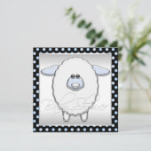 Niedlich Blue Sheep Baby Dusche Einladung (Stehend Vorderseite)