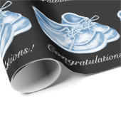 Niedlich Blue Shoes Baby Boy Dusche Packpapier (Rolleneckpunkt)