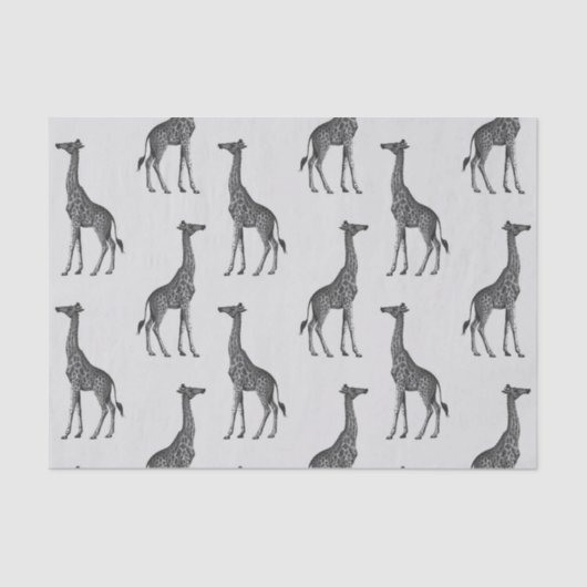 Niedlich Blue Silver Giraffe Print Seidenpapier (Vorderseite)