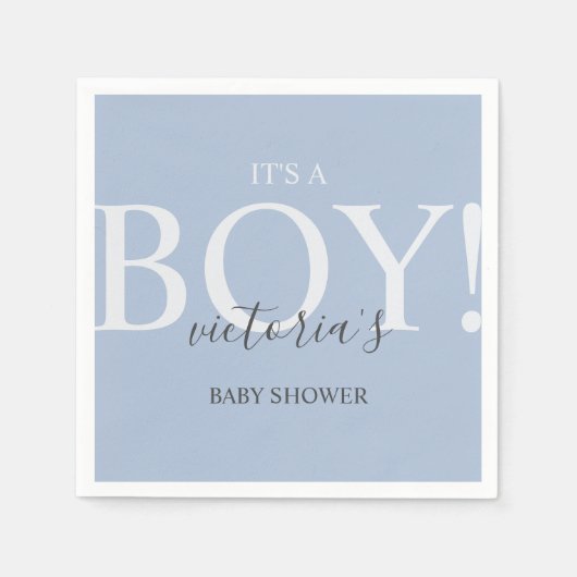 Niedlich Blue Simple Typografy Baby Dusche Napkin Serviette (Vorderseite)