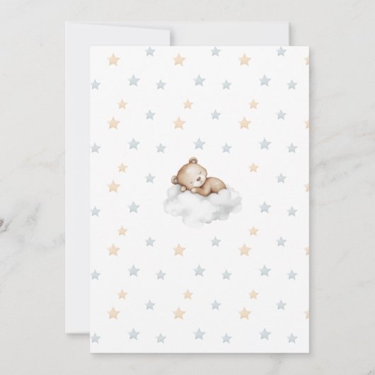 Niedlich Blue Sleepy Teddy Bear Baby Boy Dusche Dankeskarte (Rückseite)