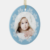 Niedlich Blue Snowflake Frame Baby Boy Foto Weihna Keramik Ornament (Rechts)