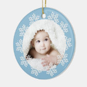 Niedlich Blue Snowflake Frame Baby Boy Foto Weihna Keramik Ornament (Links)