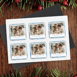 Niedlich Blue Snowflakes Weihnachten Quadratischer Aufkleber