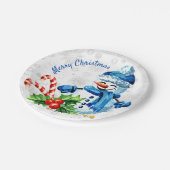 Niedlich Blue Snowman 'Frohe Weihnachten' Papierpl Pappteller (Schrägansicht)