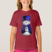 Niedlich Blue Snowman T-Shirt (Vorderseite)