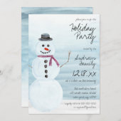Niedlich Blue Snowman Watercolor Holiday Party Einladung (Vorne/Hinten)