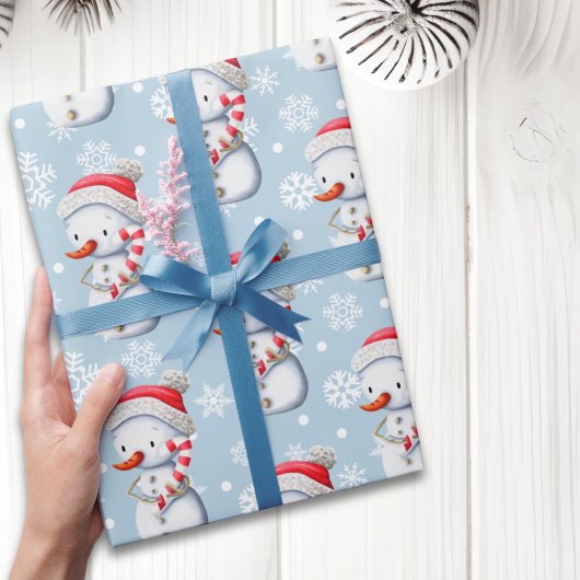 Niedlich Blue Snowman Weihnachten Geschenkpapier