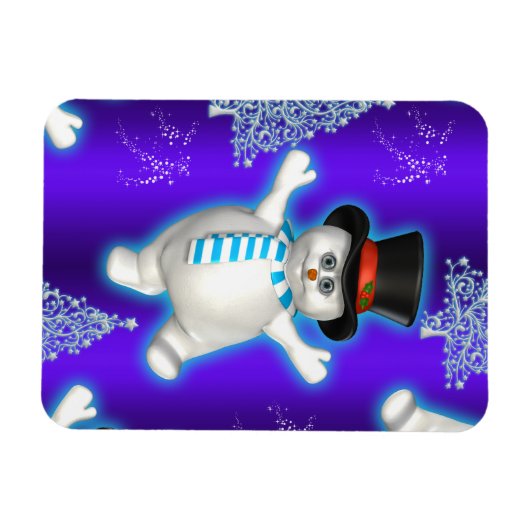 Niedlich Blue Snowman Weihnachten Magnet (Horizontal)