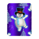 Niedlich Blue Snowman Weihnachten Magnet (Vertikal)