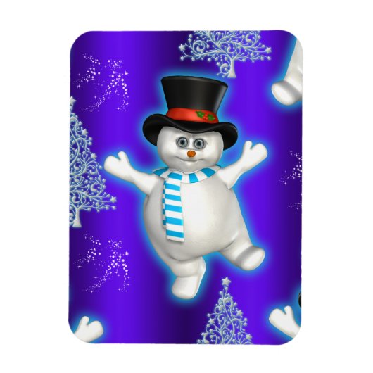 Niedlich Blue Snowman Weihnachten Magnet (Vertikal)