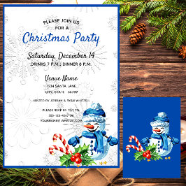 Niedlich Blue Snowman Weihnachts-Party Einladung