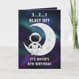 Niedlich Blue Space Astronaut Moon 8. Geburtstag Karte