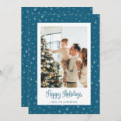 Niedlich Blue Starry Foto Happy Holidays Karten (Vorne/Hinten)