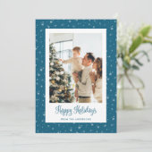 Niedlich Blue Starry Foto Happy Holidays Karten (Stehend Vorderseite)
