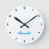 Niedlich Blue Stars Individuelle Name Boys Room Ki Runde Wanduhr (Vorderseite)