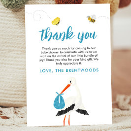 Niedlich Blue Stork Baby Dusche Danke Karte