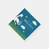 Niedlich Blue Stork Baby Dusche kundenspezifisch Serviette (Ecke)