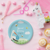 Niedlich Blue Stork Baby Dusche Pappteller (Party)