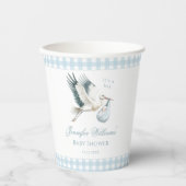 Niedlich Blue Stork Delivery Baby Boy Dusche Pappbecher (Vorderseite)