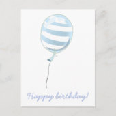 Niedlich Blue Strip Ballon - Kindergeburtstag Postkarte (Vorderseite)