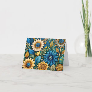 Niedlich Blue Sunflower Abstrakt Art Blank Note Ca Feiertagskarte