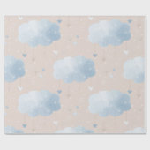 Niedlich Blue Taupe Wolken Balloons Stars Boy Gift Geschenkpapier (Flach)