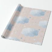 Niedlich Blue Taupe Wolken Balloons Stars Boy Gift Geschenkpapier (Ungerollt)