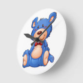 Niedlich Blue Teddy Bär Runde Wanduhr (Winkel)