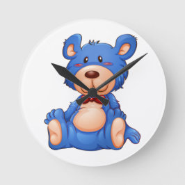 Niedlich Blue Teddy Bär Runde Wanduhr