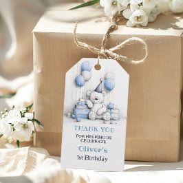 Niedlich Blue Teddy Bear 1. Geburtstag Vielen Dank Geschenkanhänger