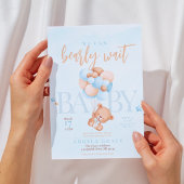 Niedlich Blue Teddy Bear Baby Dusche Einladung